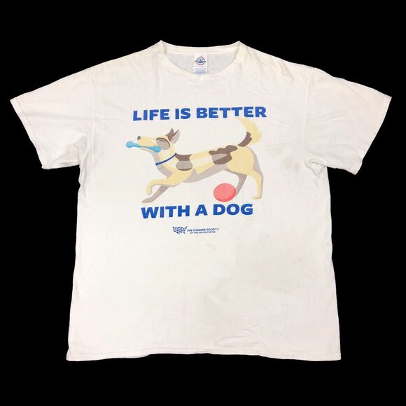The Humane Society Life is Better With a Dog Tee T Shirt Size Large L White B11 - Picture 1 of 6